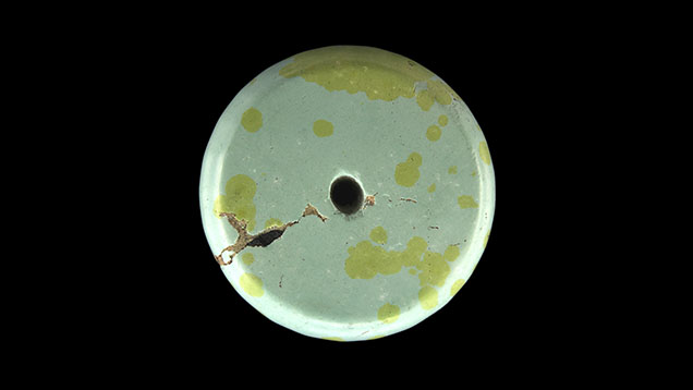 Figure 1. An unusual raindrop turquoise measuring 23 × 23 × 5 mm. Photo by Yunyu Liu. Figure 1. An unusual raindrop turquoise measuring 23 × 23 × 5 mm. Photo by Yunyu Liu.