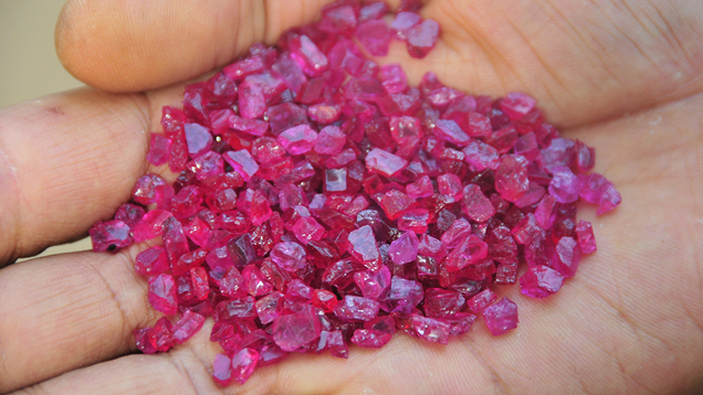 Mozambique ruby, which rivals Burmese ruby in color, was readily available at Baselworld and helped temper the lofty prices Burmese dealers have been asking in recent years.