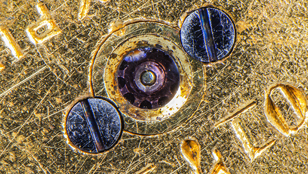 Natural sapphire bearing in watch movement Natural sapphire bearing in watch movement