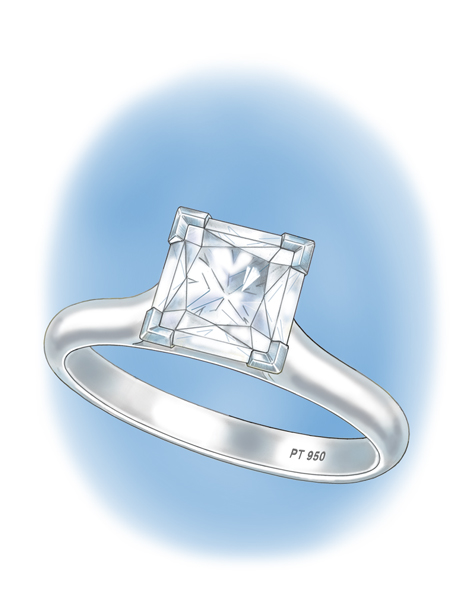 Learn how to evaluate the quality of a platinum setting for a princess-cut center stone with these helpful illustrations and instructional video Learn how to evaluate the quality of a platinum setting for a princess-cut center stone with these helpful illustrations and instructional video