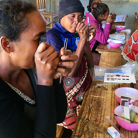 Gem testing kid given to women miners in Madagascar. Gem testing kid given to women miners in Madagascar.