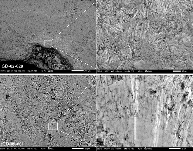 SEM-BSE images of the structure of sudoite SEM-BSE images of the structure of sudoite