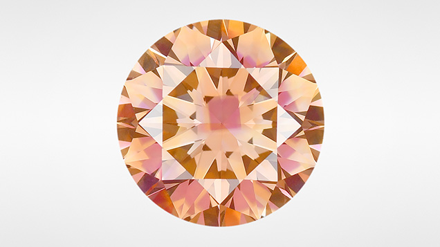 This 2.20 ct Fancy Deep brownish orange treated HPHT-grown diamond owes its distinctive appearance to multiple defect concentrations created within the various growth sectors. Photo by Diego Sanchez.