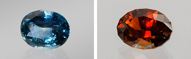 Blue and orange sapphires from Rock Creek. Blue and orange sapphires from Rock Creek.