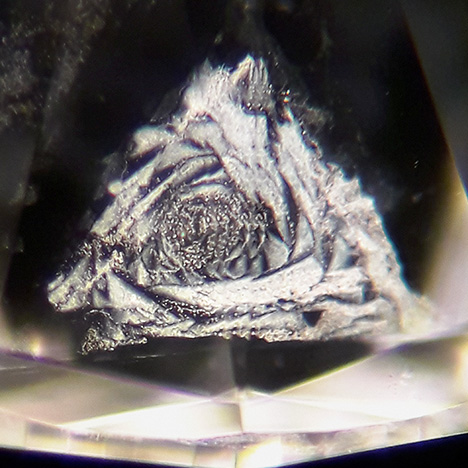 Rose-shaped cloud inclusion in diamond. Rose-shaped cloud inclusion in diamond.