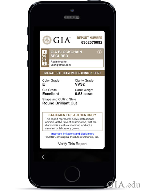 GIA 钻石证书图片。 GIA 钻石证书图片。