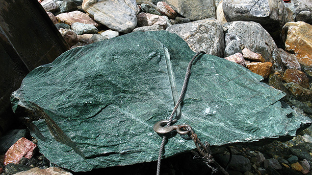 Five-ton green nephrite boulder from Siberia