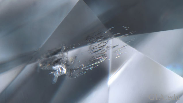 Inclusion inside of a blue diamond Inclusion inside of a blue diamond