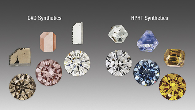 CVD- and HPHT-grown synthetic diamonds. CVD- and HPHT-grown synthetic diamonds.