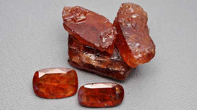 Three rough hessonite samples Three rough hessonite samples