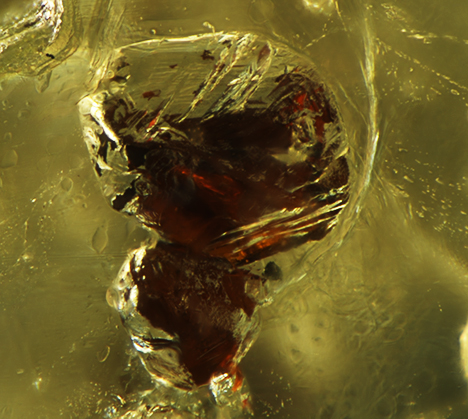 Luster of sphalerite under fiber-optic light. Luster of sphalerite under fiber-optic light.