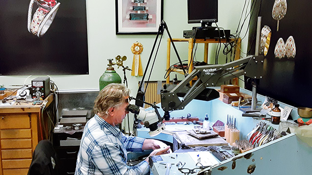 Zoltan David at work in his studio. Zoltan David at work in his studio.