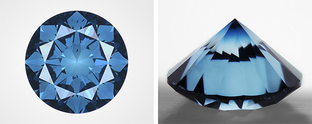 Artificially irradiated Fancy Deep greenish blue diamond weighing 1.00 ct. Artificially irradiated Fancy Deep greenish blue diamond weighing 1.00 ct.