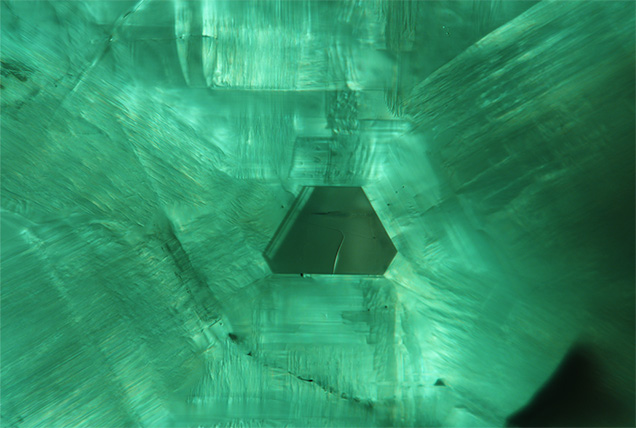 Hexagonal core with radiating fibrous arms. Hexagonal core with radiating fibrous arms.