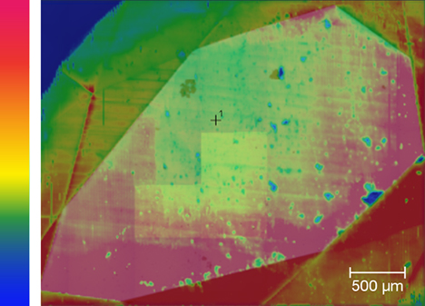 GR1 radiation damage shown in red.