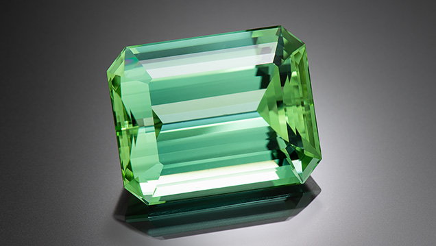 Green non-cuprian tourmaline from Mozambique.