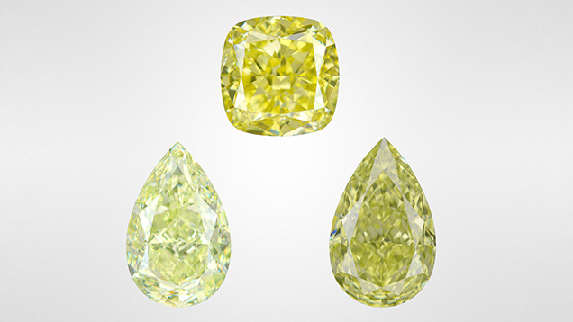 Nickel-related impurities are responsible for the strong color saturations in these diamonds.