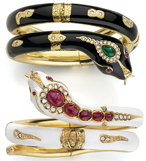 Serpent bracelets from Mellerio.