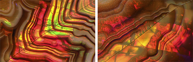 Micro-faulting in the opal. Micro-faulting in the opal.