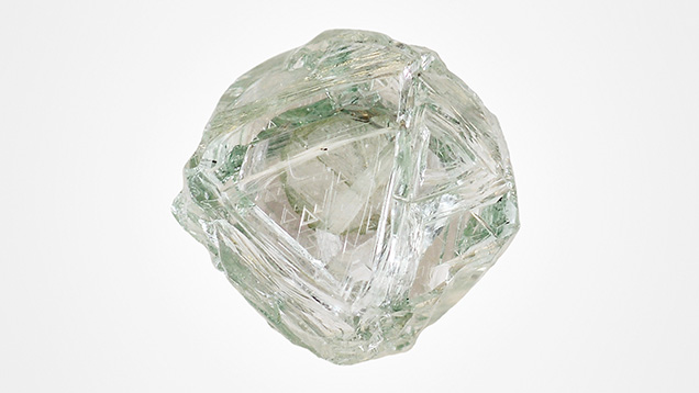 The natural “Matryoshka” diamond has resorbed points and edges as well as trigons. The natural “Matryoshka” diamond has resorbed points and edges as well as trigons.