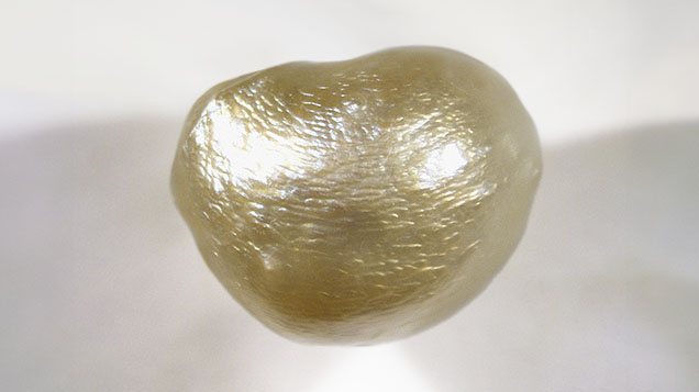 Figure 1. A 4.61 ct non-bead cultured freshwater pearl with a bumpy surface. Photo by Wing Kiu Fan. Figure 1. A 4.61 ct non-bead cultured freshwater pearl with a bumpy surface. Photo by Wing Kiu Fan.
