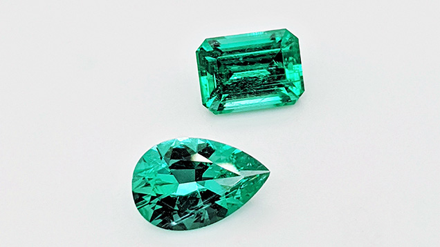 Unoiled Russian emerald with an intense bluish green color.