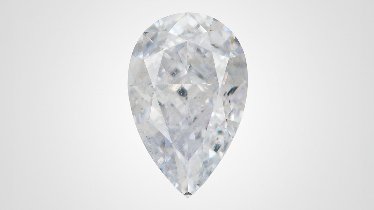 Figure 1. The 2.20 ct Fancy Light grayish blue diamond. Photo by Jian Xin (Jae) Liao.