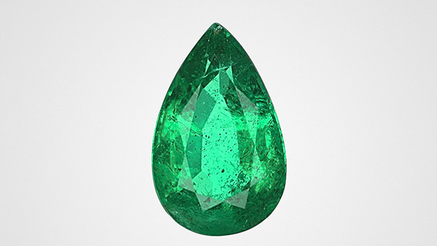 A 1.86 ct pear-shaped Russian emerald. A 1.86 ct pear-shaped Russian emerald.