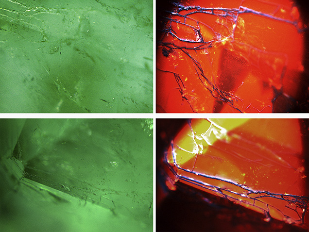DiamondView images of surface-reaching fissures DiamondView images of surface-reaching fissures