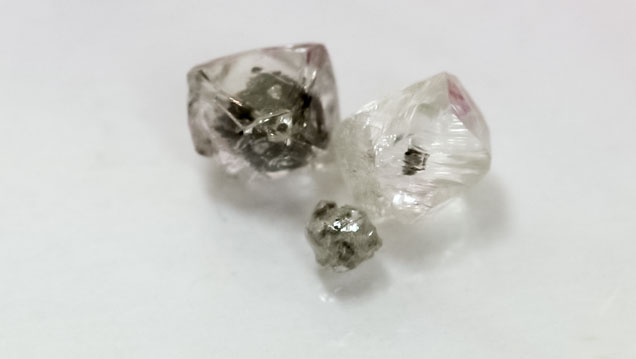 这些微小钻石晶体包含硫化矿物内含物，而 Shirey（雪莱）及其同事可利用它们来测定年龄。 Pedro Padua（佩德罗·帕多瓦）© GIA，由华盛顿卡内基研究所友情提供