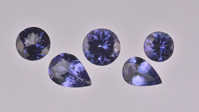 Titanium-coated tanzanite Titanium-coated tanzanite