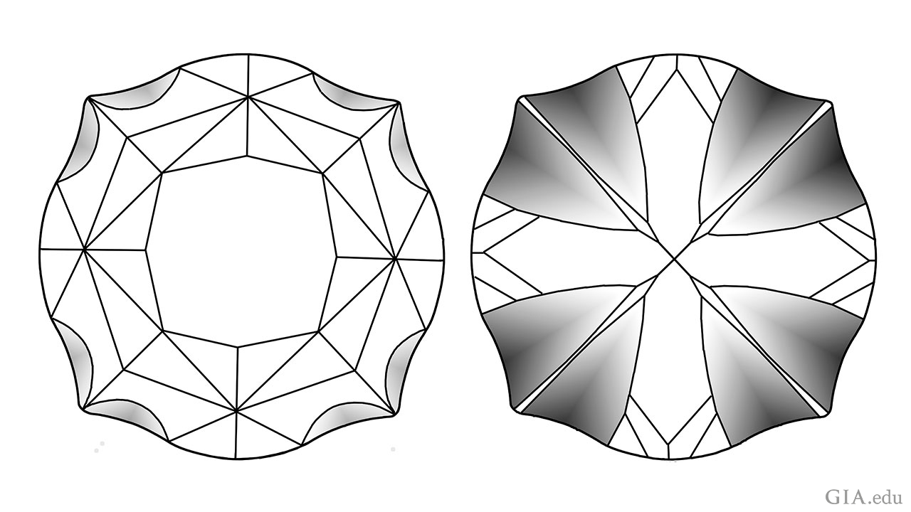 Ametrine top and side view cut
