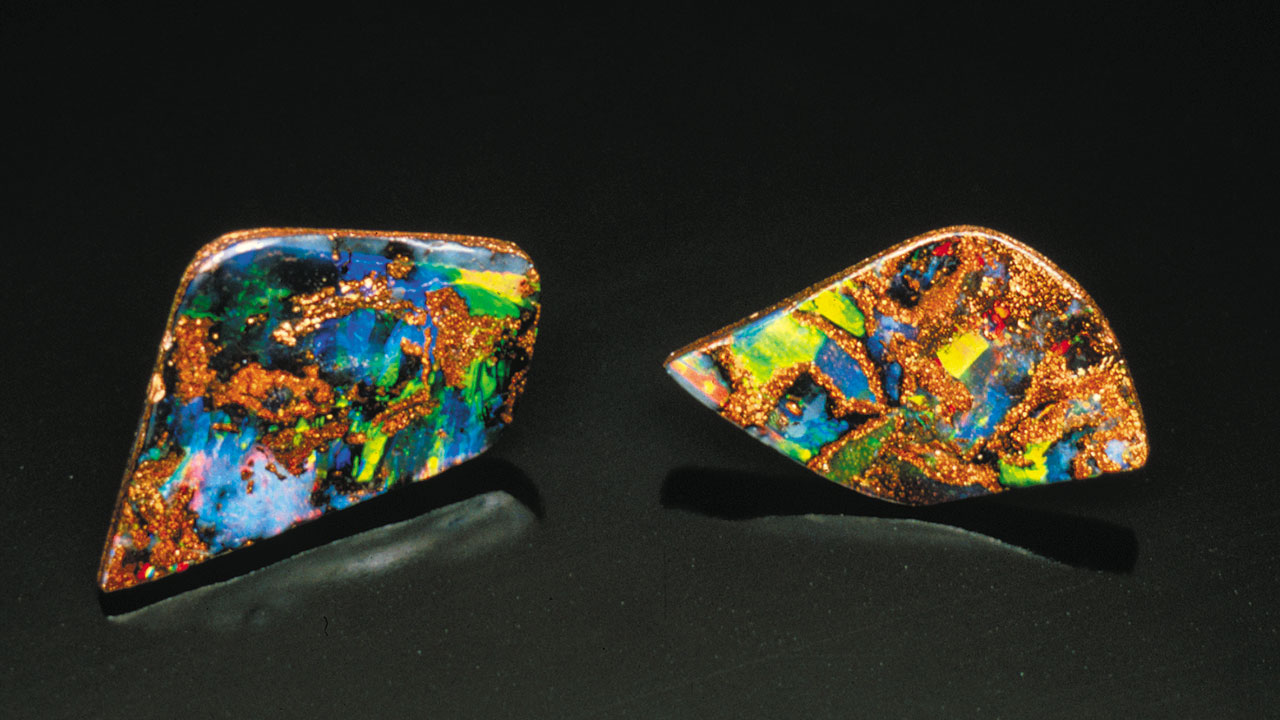 Boulder-opal-Quilpie-VRL-41368-1280x720.jpg. Boulder opal can display incredible colors. Photo courtesy Cody Opal.