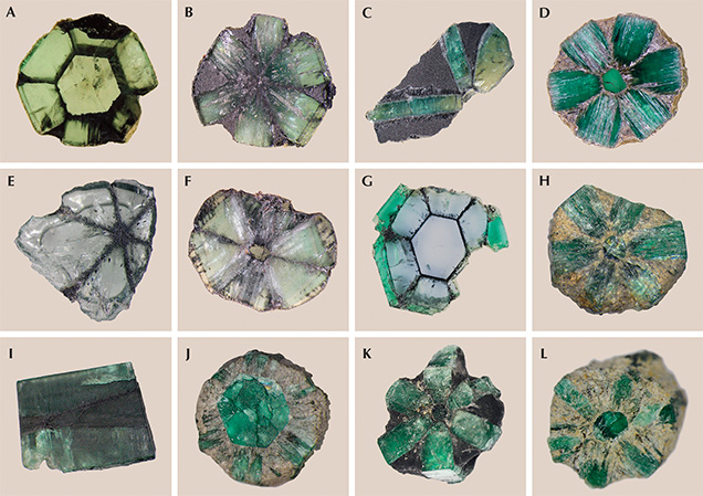 Twelve Colombian trapiche emeralds Twelve Colombian trapiche emeralds