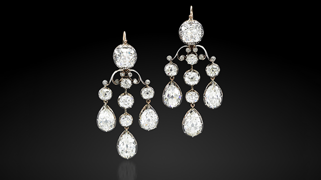 Diamond earrings from the first half of the nineteenth century. Diamond earrings from the first half of the nineteenth century.