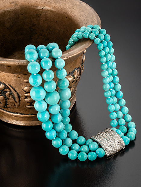 Persian turquoise necklace designed by Suzanne Belperron Persian turquoise necklace designed by Suzanne Belperron