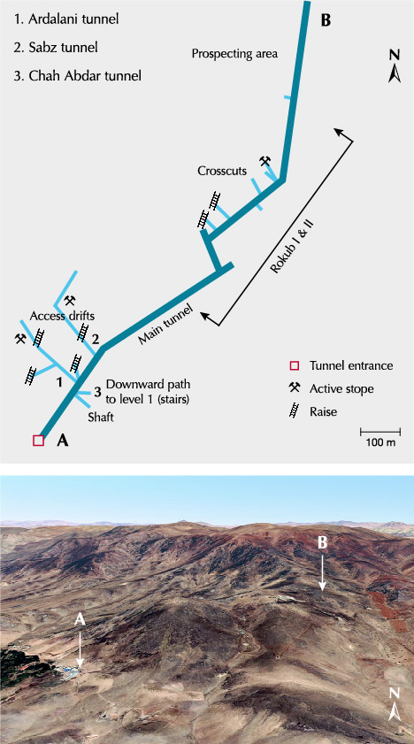 Map of the Main tunnel at Neyshabur Map of the Main tunnel at Neyshabur