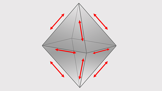 Octahedron illustrating arrows in hard directions Octahedron illustrating arrows in hard directions