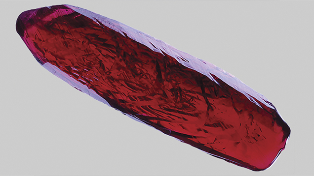 73.69-mm-long Synthetic Ruby Crystal
