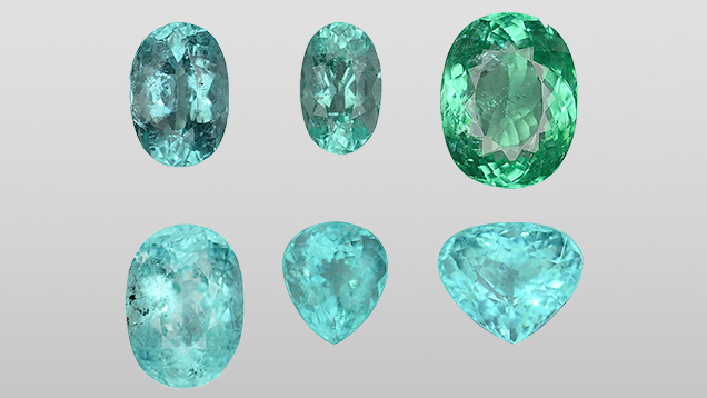 Six cuprian liddicoatite tourmalines Six cuprian liddicoatite tourmalines
