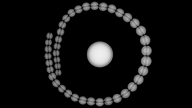 RTX image of round shell bead nuclei. RTX image of round shell bead nuclei.