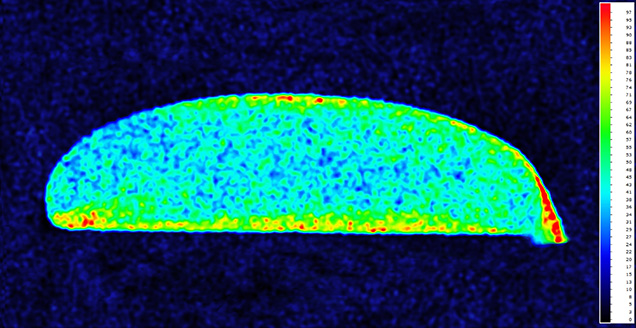 Concentration map of copper on the dyed chalcedony. Concentration map of copper on the dyed chalcedony.