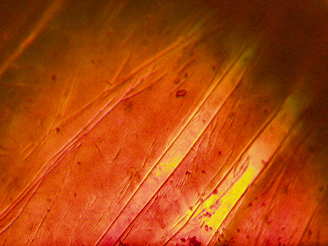 Irregularly shaped grain boundaries within Verneuil-grown synthetic sapphire produced by Union Carbide Irregularly shaped grain boundaries within Verneuil-grown synthetic sapphire produced by Union Carbide
