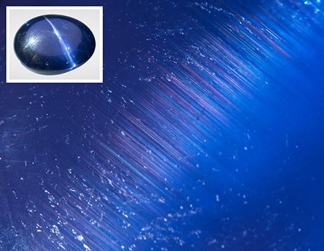 Chatoyancy produced by parallel needle inclusions. Chatoyancy produced by parallel needle inclusions.