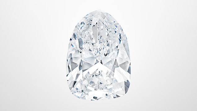 Figure 2. The 126.76 ct Internally Flawless Light of Peace diamond sold for $13.6 million. Courtesy of Christie’s. Figure 2. The 126.76 ct Internally Flawless Light of Peace diamond sold for $13.6 million. Courtesy of Christie’s.