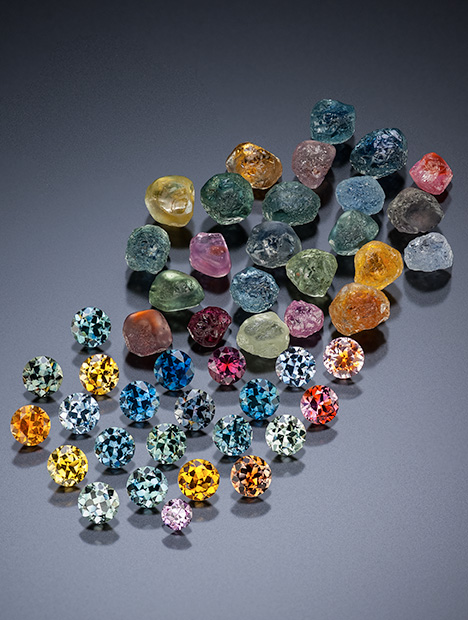 Rough and faceted sapphires from Rock Creek, Montana Rough and faceted sapphires from Rock Creek, Montana