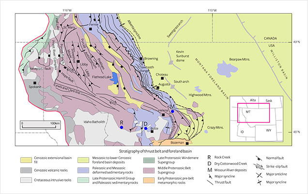 Regional tectonic map of Montana and adjacent areas Regional tectonic map of Montana and adjacent areas