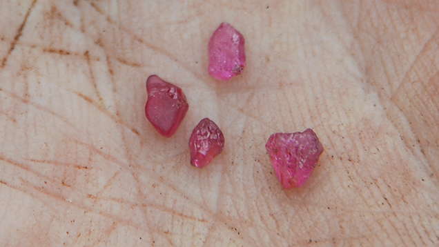 Facet grade pink rubies from the Mustang concession. Facet grade pink rubies from the Mustang concession.