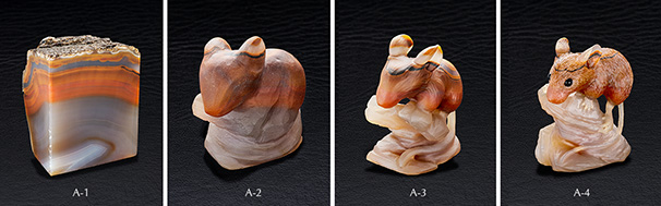 Carving of a mouse from an agate nodule