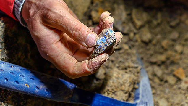 Figure 11. A precious opal specimen found in the stope around the Jozef adit (Libanka mine). Photo by Slavomír Krestian. Figure 11. A precious opal specimen found in the stope around the Jozef adit (Libanka mine). Photo by Slavomír Krestian.